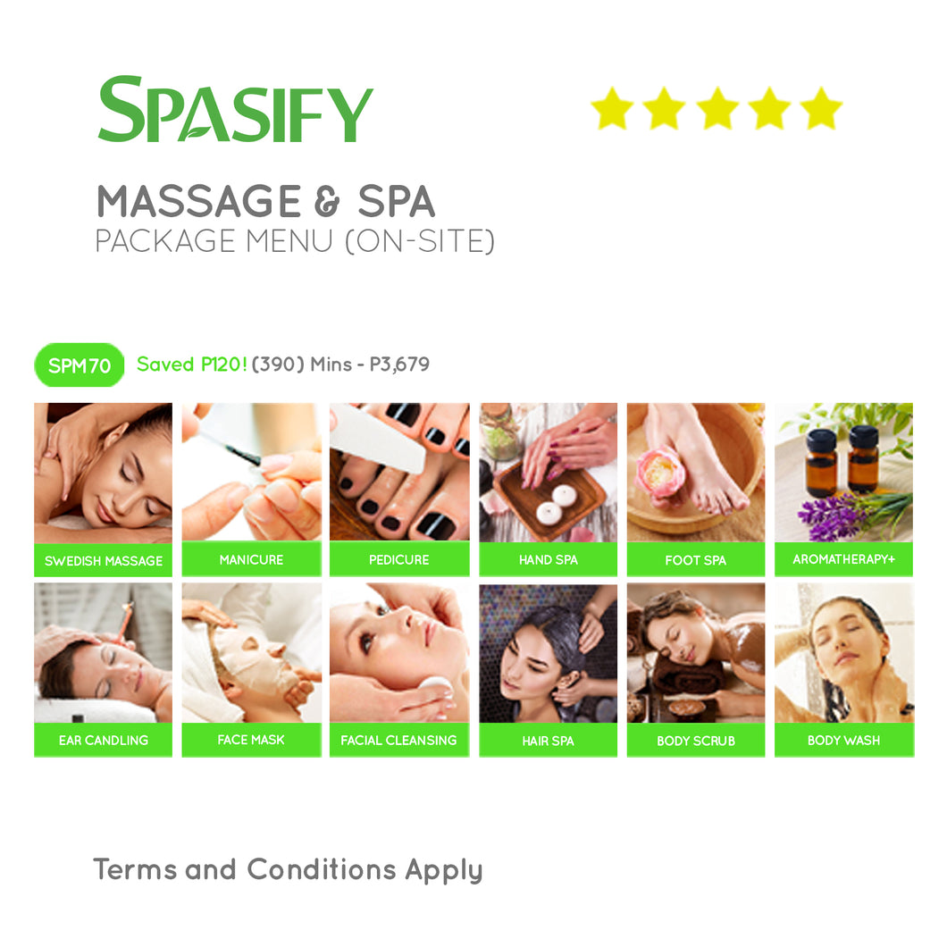 P120 Off on SPM70 - Spasify Massage & Spa On-Site (Package Menu)