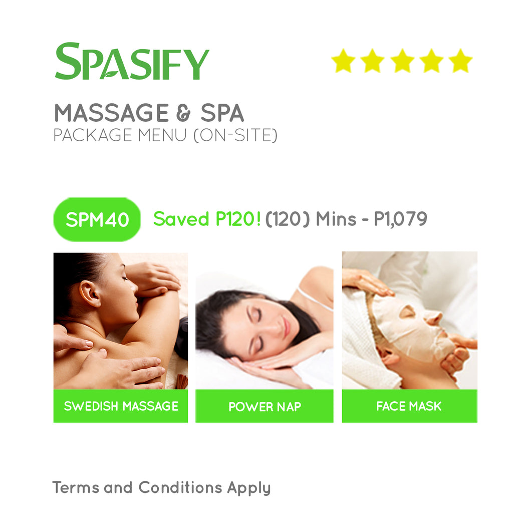 P120 Off on SPM40 - Spasify Massage & Spa On-Site (Package Menu)