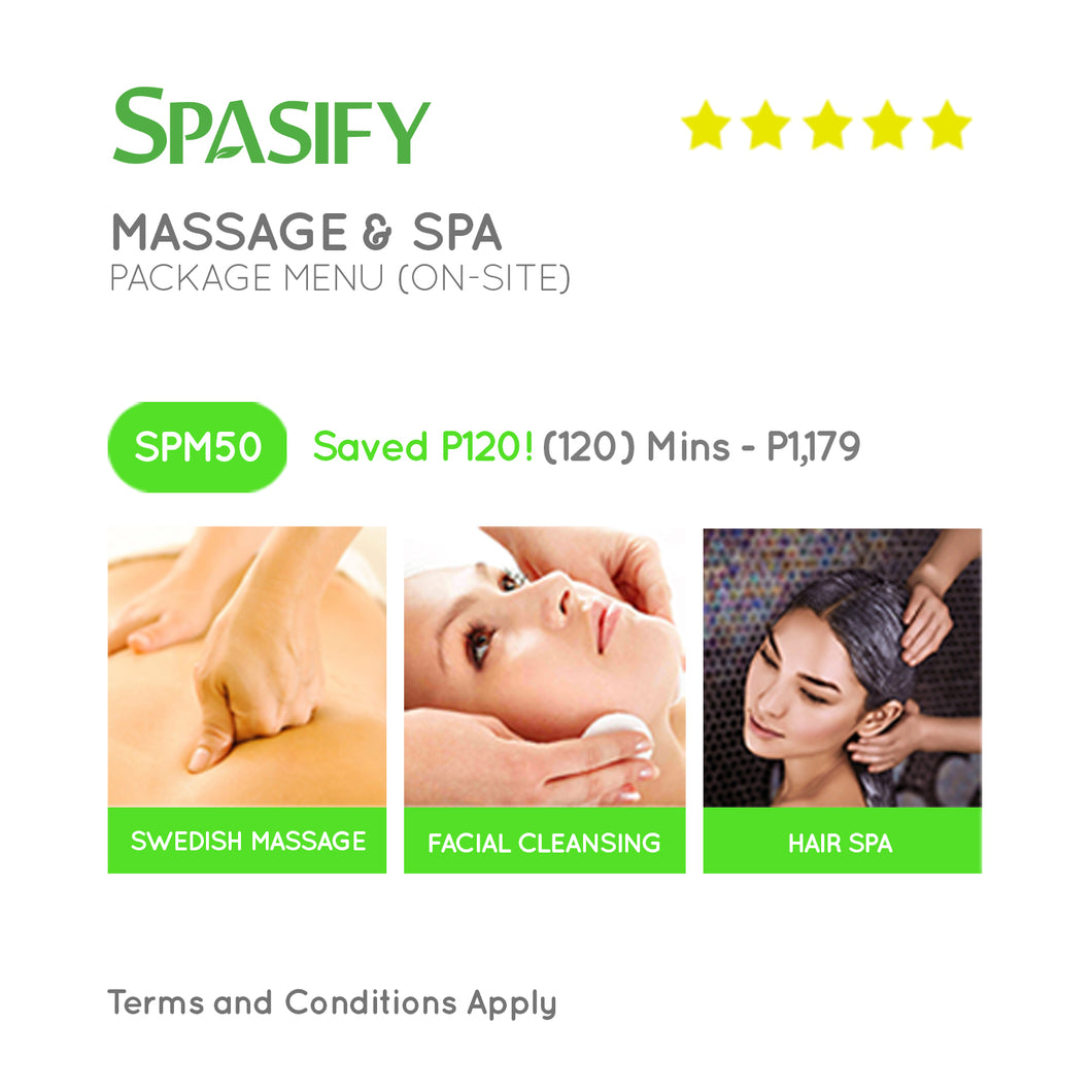 P120 Off on SPM50 - Spasify Massage & Spa On-Site (Package Menu)